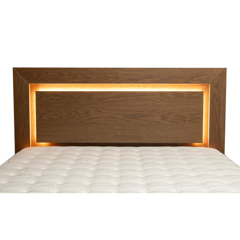 Linea Glow ξύλινο κρεβάτι δρυός με LED κεφαλάρι για στρώμα 160x200
