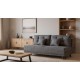 Καναπές–κρεβάτι Granada χωρίς μπράτσα σε γκρι easy clean ύφασμα σε διάταξη κρεβατιού