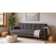 Καναπές–κρεβάτι Seatle με καπιτονέ κάθισμα και easy clean ύφασμα σε σκούρο γκρι χρώμα