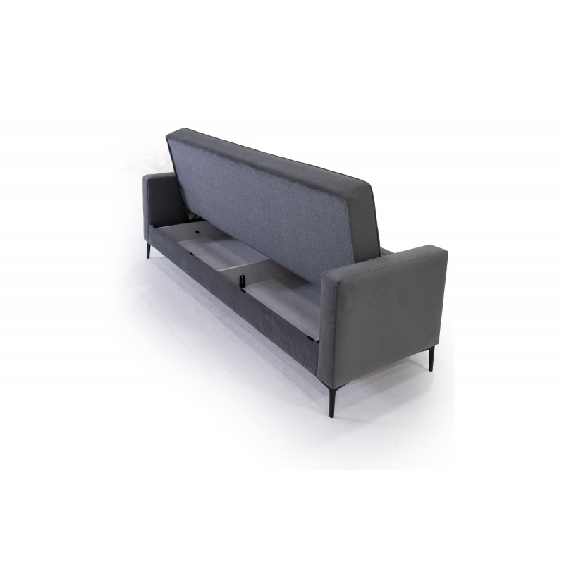 Καναπές–κρεβάτι Seatle με καπιτονέ κάθισμα και easy clean ύφασμα σε σκούρο γκρι χρώμα